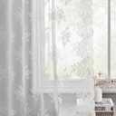 Kotile White Lace Curtains 54 Inch Length 2 Panels Set, Embroidered Rustic Floral Vintage Lace Curtains for Small Windows, Rod Pocket Privacy Sheer Window Curtain, 52 x 54 Inch, 1 Pair, White