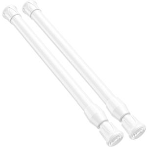 2 Pack Small Tension Rod 12 to 19 Inch Adjustable Tension Curtain Rod Mini Closet Spring Rod No Drilling Short Tension Rods for Windows, Cupboard, Kitchen Cabinets, White