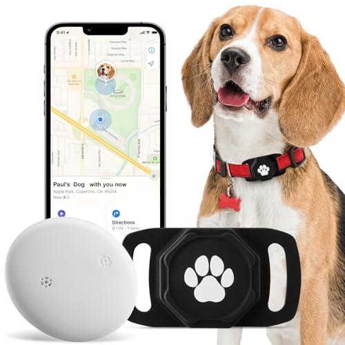 Smart Pet Tracker for Collar - Dog Trackers Pet Location Tracker with Holder, No Monthly Fee, Compatible with Apple Airtag Find My (iOS Only, Not for Android), Anti-Lost Device for Pets, Bag Straps