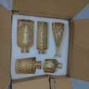 Amber Glass Bud Vases Set of 5, Gold Flower Vase for Centerpieces, Small Clear Vases in Bulk for Wedding Decorations, Vintage Vase for Table, Recepetion, Home Dcor