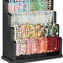 Emfogo Bracelet Holder, 4 Tier Bracelet Organizer Storage for Bracelets Bangles Watch Scrunchies, Rustic Wood Jewelry Organizer Display for Home, Vendors, Craft Shows and Store(Black)