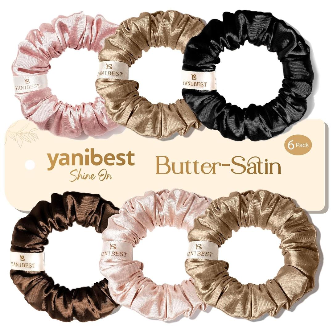 Yanibest Satin Scrunchies for Women, Hair Ties No Damage for Girls, Silk Ponytail Holders 6pcs Headwear