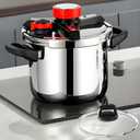 Pressure Cooker 10 QT,18/8 Stainless Steel Pressure Cooker,Olla De Presion,10/15 PSI Settings,One-Hand Locking,Compatibility Gas and Induction Cooktops, Glass Lid included