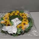 Front Door Wreath Sunflowers and Daisies, 20" Spring Wreaths for Front Door, Wreaths for Front Door w/Long Door Hook, Optional Reversible Welcome and Blessed Sign Spring Wreath, Front Door Decor