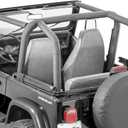 MasterTop Sport Bar Pad Covers, Black Denim - Fits Jeep Wrangler YJ 1992-1995 - UV, Rain and Rip Resisant - Protects Roll Bars from Water, Scratches, and Fading