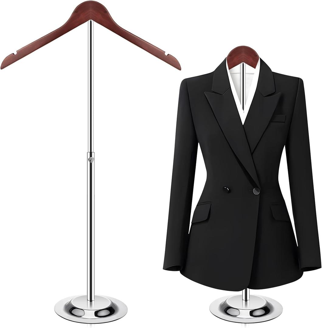 T Shirt Display stand for Vendors, Adjustable Dress Form Mannequin Torso, Portable Hanging wooden Clothes Rack, Flexible Hanger for Clothing Tshirt Jacket Coat Retail, Height 18.5-31.5 Inch (1 Pc)