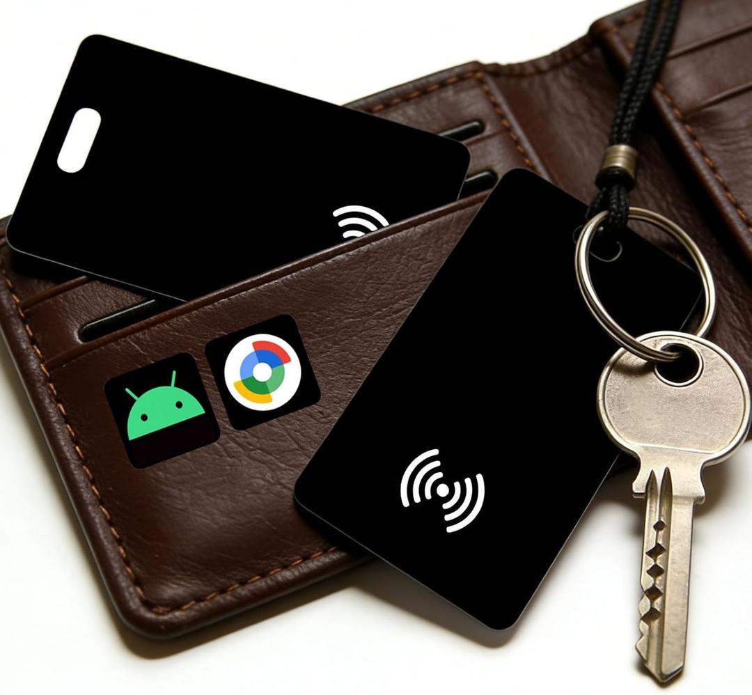 Android Wallet Tracker Card Rechargeable Air Tags-2 Pack, Works with Google Find Hub App (Android Only), 1.8mm Ultra-Slim, IP68 Waterproof, for Luggage/Passports/Keys/Bags