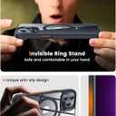 PuyaTeya 360 Rotatable Magnetic Stand for iPhone 13 pro max Case Compatible with Mag-Safe 16FT Military Drop Protection, Anti-Scratch/Fingerprint Shockproof iPhone 13 pro max Phone Case(Clear-Black)