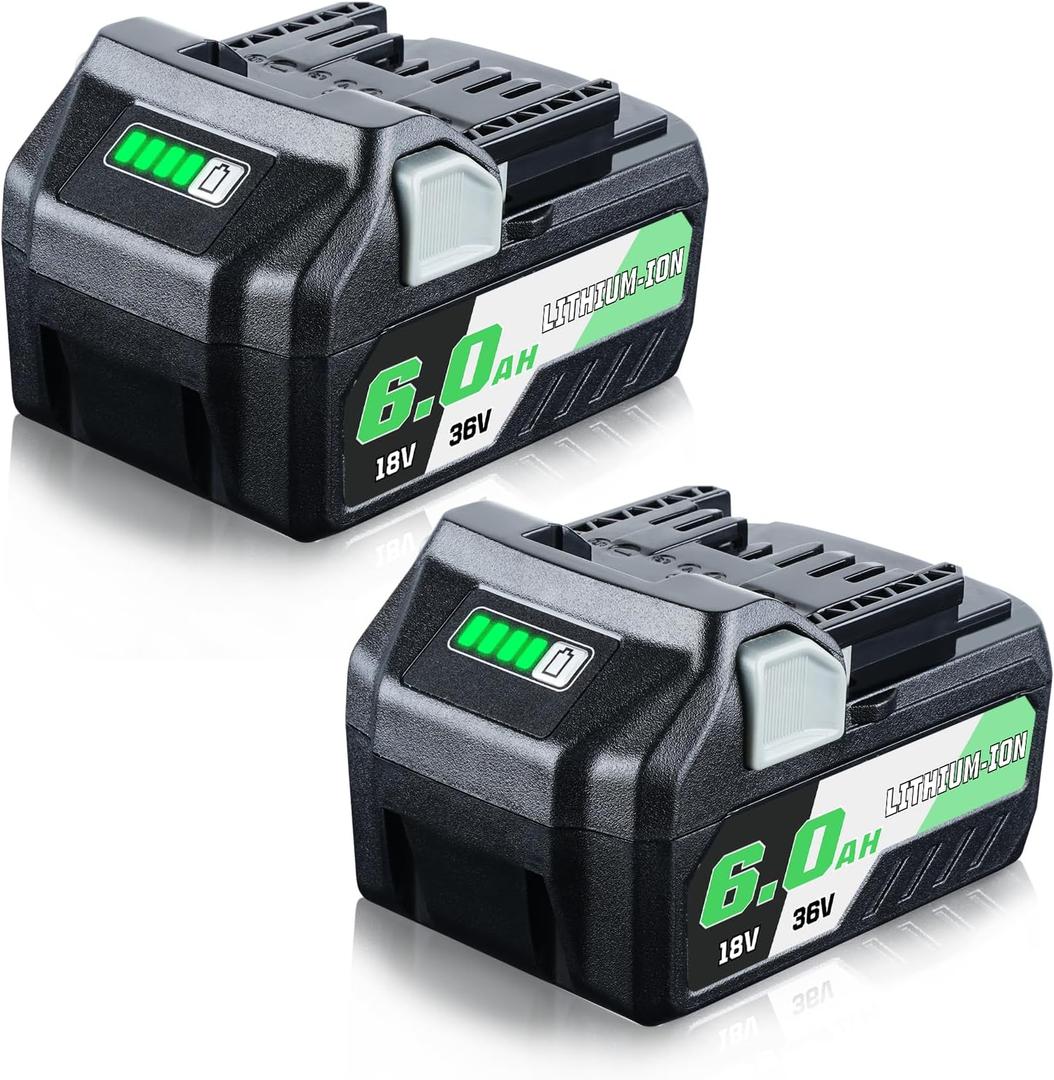 2Pack 18V/36V 6.0Ah Lithium Ion Replacement for Metabo Battery Compatible with Metabo Battery 371751M 372121M BSL36A18 BSL36B18 Cordless Tool Battery Packs