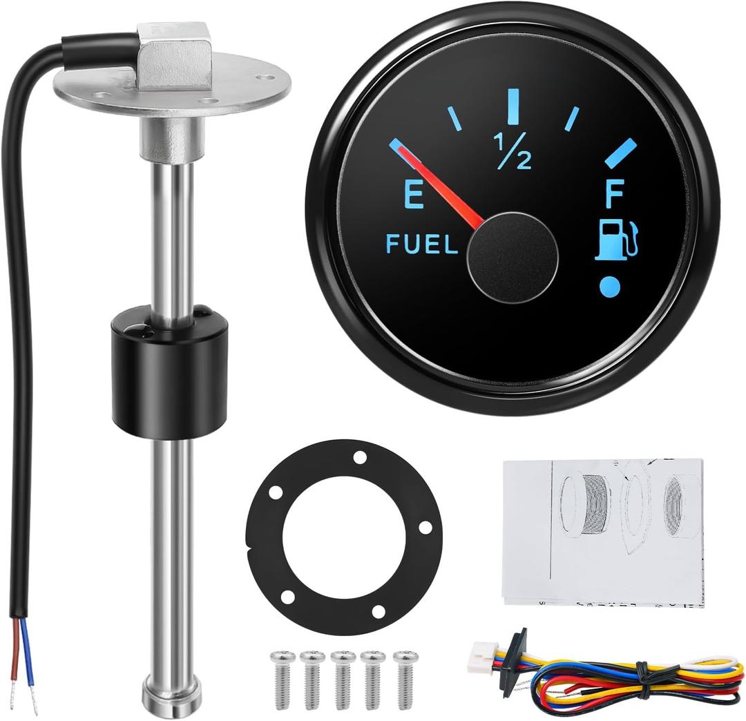 MH Fuel Sending Unit and Gauge 7"(175mm) 316 Stainless Steel Fuel Tank Level Sender 240-33ohm for AUTO Car Truck Boat Marine(Black)