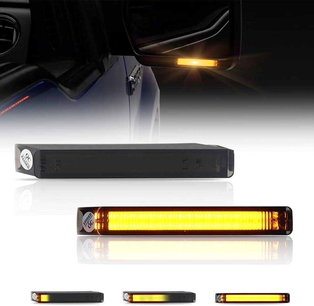 LED Sequential Side Mirror Marker Lights for 2004-2014 Fo-rd F150 Raptor Lincoln Mark LT, [Visibility & Safety] with F150 Smoked Lens Amber LED Side Mirror Turn Signal Lights, 2 PCS