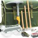 INCLY Rock hounding Geology Hammer Tool, 32oz Rock Pick Hammer, 3 PCS Digging Chisels Kit, Hounding Equipment Set with Musette Bag, Compass, Whistle for Gold Panning Gem Mining