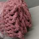 Bigacogo Chunky Knit Throw Blanket for Couch, 40x80 inches, 100% Hand Knitted with Thick Jumbo Chenille Yarn, Cozy Soft Large Rope Knot Cable Crochet Blankets for Sofa Bed Living Room, Burnt Rose