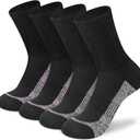 Crew Socks Women Athletic Hiking Running Cushioned Compression Socks  (4 Pairs Black) M