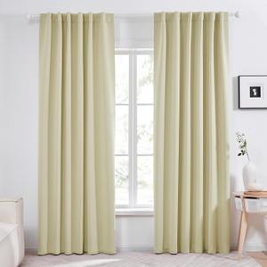 Deconovo Blackout Curtains, Thermal Insulated, W52 x L84 2 Panels, Back Tab, Machine Washable, Room-Darkening Drapes for Bedroom/Living Room Beige