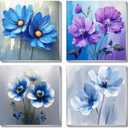 Fotasmua 4 Pack Paint by Numbers Kit for Adults Kids, Easy Framed Adults Paint by Numbers Kits, DIY Simple Flowers Acrylic Oil Painting Number Kits for Home Wall Decor (8 x 8 Inch) (BKH997+BKH998+BKH999+BKH1000-US)