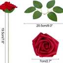 NONMON 100pcs Artificial Flowers Dark Red Rose Real Looking Fake Foam Roses with Stem for Valentine's Day DIY Wedding Bouquets Bridal Shower Centerpieces Arrangements Party Home Decorations