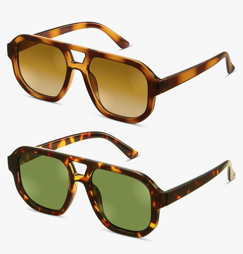 livho Trendy Polarized Square Aviator Sunglasses Women Men Square Eyewear Frame, Retro Sun Glasses for Women Men 2025 Shades