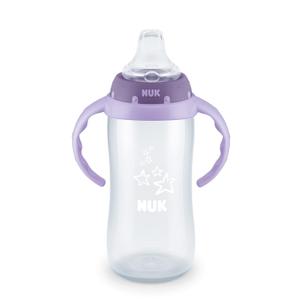 NUK Large Learner Tritan Cup, 10 oz, 8+ Months  BPA Free, Spill Proof Sippy Cup (Purple Stars)