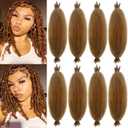 Marley Hair 16 Inch Springy Afro Twist Hair 8 Packs Marley Twist Braiding Hair, Wrapping Hair for Soft Locs Synthetic Crochet Braids Hair Extension for Black Women(16Inch, 27#)