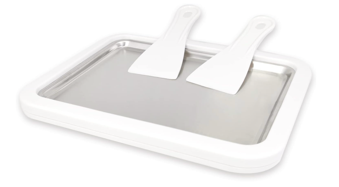 Instant Ice Cream Maker, Rolled Ice Cream Maker, Frozen Yoghurt Plate Instant Gelato Pan/Roll, Homemade DIY for Fun Parent-Child Activities Families White