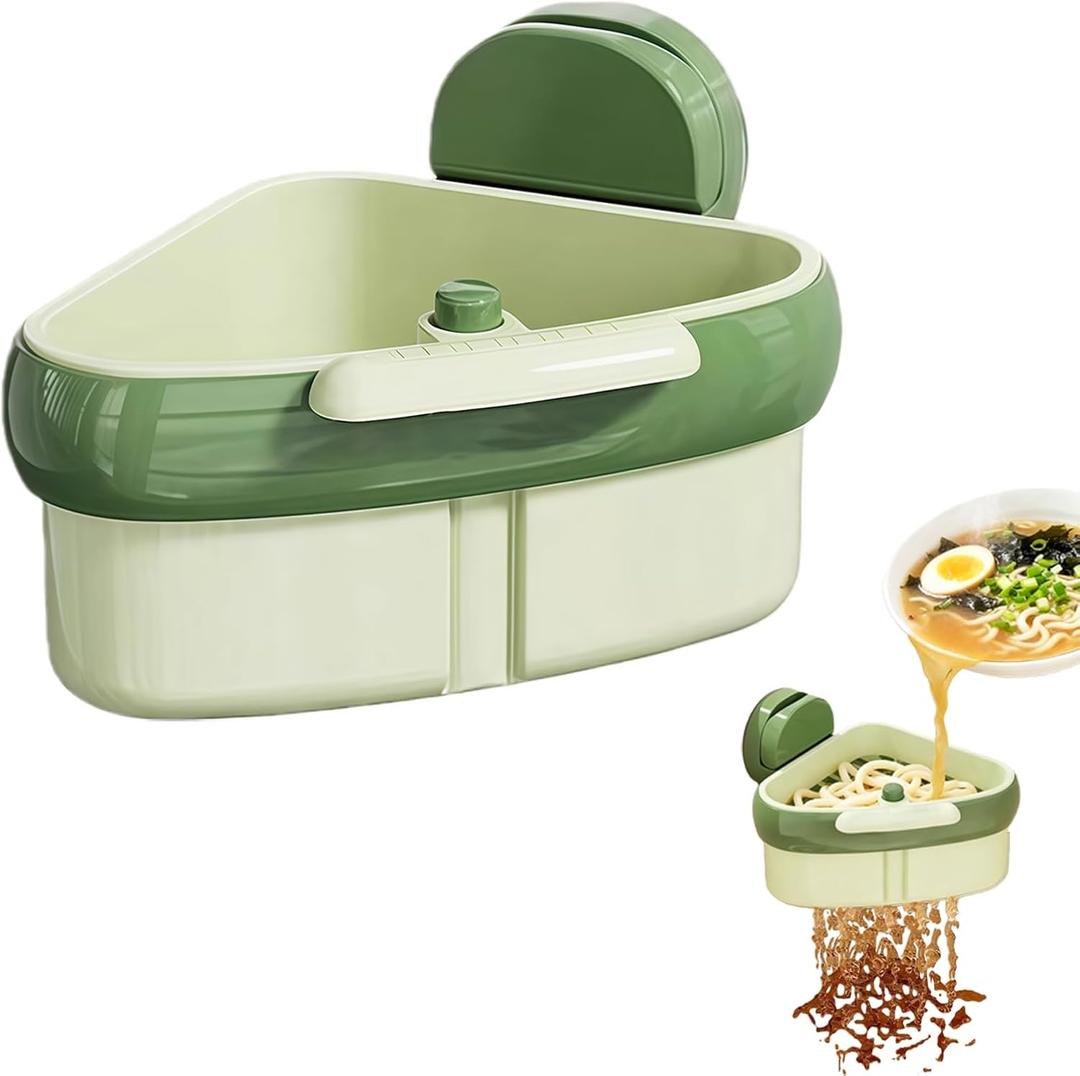 Suction Cup Kitchen Sink Caddy Triangular Sink Drain Basket & Strainer Small Corner Sink Trash Catcher for Vegetables, Fruits, Sponges, Soap Space-Saving Organizer (1, Green)