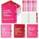 Resurhang 12 Sets Valentine's Day Notebooks with Pens Bulk Valentine's Gifts for Coworkers 5.5x3.9'' Funny Valentines Spiral Notebook Ballpoint Pen for Employee Teacher Team Office Staff Colleague