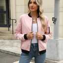 Zeagoo Women's Bomber Jacket Casual Coat Zip Up Spring Fall Clothes with Pockets S-XXL (Pink, L)