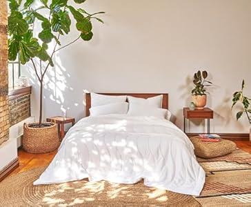 Buffy Breeze Comforter - Soft 100% Eucalyptus Lyocell, Cooling, White Lightweight Summer Duvet Insert with Corner Tabs (Full/ Queen) 