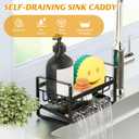Kontoyo Sponge Holder for Kitchen Sink,Stainless Steel Kitchen Sink Organizer with Auto Draining Tray,Kitchen Countertop Soap Dispenser Organizer,Black