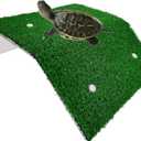 Turtle Resting Basking Platform Simulation Grass Turtle Ramp, Lawn Tortoise Climbing Reptile Ladder Resting Terrace Fish Tank Aquarium Turtle Dock Floating Dcor for Frog Terrapin (Large)
