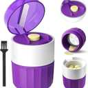 3-in-1 Pill Crusher Pills Cutter with Storage BoxTablet Grinder with Stainless Steel Grinding Pestle, Pill Crushers Fine Powder, Tablet Crushers for Elderly and Pets (Purple/White)