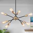 8 Lights Dining Room Light Fixtures Modern Sputnik Chandelier Black and Gold Mid Century Pendant Light for Kitchen Island Entryway Foyer Living Room UL Listed