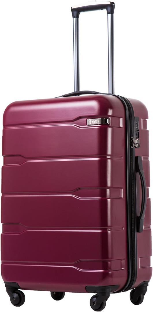 Coolife - Maleta de equipaje ampliable (slo 28.0 pulgadas) para PC + ABS con candado TSA integrado de 20 pulgadas, 24 pulgadas, 28 pulgadas (Radiant Pink.)