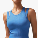 RUNNING GIRL Sports Bras for Women High Impact Seamless Ribbed Longline High Neck Workout Crop Tank Tops Padded, Size M