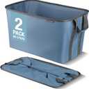 CleverMade Collapsible Laundry Basket Hamper - Denim Shadow Gray 2-Pack 60L - Space Saving Storage Organizer with Handles Foldable Home Organization (2 Pack, Denim/Shadow Gray)