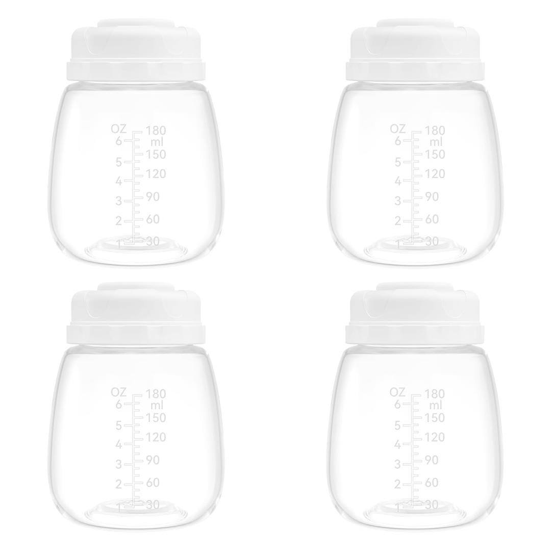 Gotocut Breast Milk Collection and Storage Bottles, 6oz/180ml, Compatible with Spectra S1 S2 9 Plus, Motif Luna, and Most Wide-Mouth Flanges, Work with Spectra Bottles for Pumping, 4 Pack