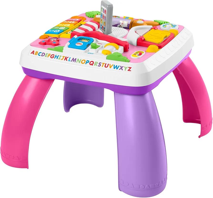 Fisher-Price Laugh & Learn Baby to Toddler Toy Around The Town Learning Table with Music Lights & Activities​ for Ages 6+ Months, Pink