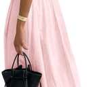 Women's Dress V Neck Backless Spaghetti Strap Maxi Dress for Women Flowy Boho Casual Sundress (Pink, Small)