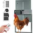 Large Automatic Chicken Coop Door, Solar Powered with Upgraded 4000mAh Battery, Light Sensor, Timer, Remote & Manual Control, Anti-Pinch Safety Auto Door for Chickens, Ducks & Geese, Blue