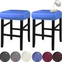 HFCNMY Stool Covers Rectangle, Stretch Waterproof PU Rectangle Bar Stool Covers Vanity Stool Cover Washable Counter Stool Covers Saddle Seat Cover with Elastic Bands(2 Pack,Blue)
