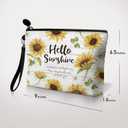 Hglian Sunflower Travel Makeup Bag Inspirational Cosmetic Toiletry Bags Cute Zipper Wristlet Pouch for Purse Travel Accessories Organizer,Birthday Gifts for Women Girls(Sunshine Yellow)