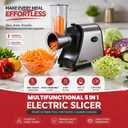 AUDRILO Electric Salad Maker & Cheese Grater, 5-in-1 Electric Vegetable Slicer with Interchangeable Stainless Steel Blades, Electric Food Processor for Cheese, Fruits & Vegetables, Electric Grater