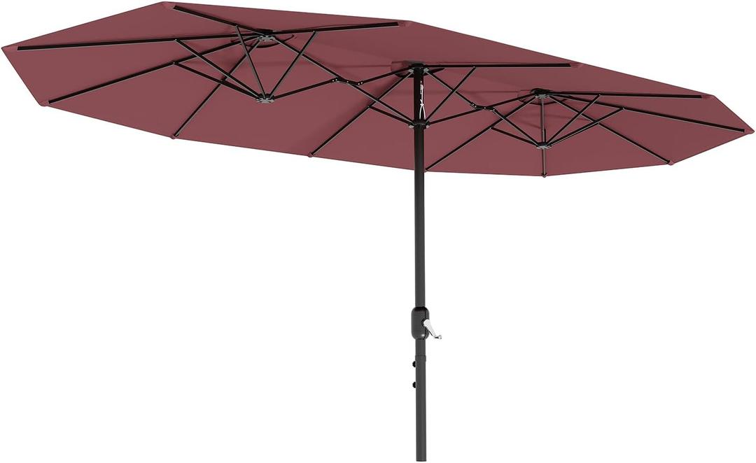 Outdoor Umbrella for Patio, 13FT Double-Sided Pool Patio Table Umbrella With Fade Resistant Canopy for Pool Deck Garden Backyard (Wine Red)