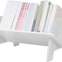 Wood Bookcase in Living Room/Home/Office, Desktop Book Shelf Organizer Bookshelves Storage Rack for CDs/Magazine/Books Display (White, 13.6")