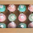 ONE MORE [20-Packs] Brown Cupcake Boxes 12 Holders, Cake Carrier Food Grade Kraft Pop-up Bakery Boxes 13.8 x 9.5 x 4inch with Inserts and PVC Windows Fits 12 Cavity Cupcake or Muffins Pack of 20