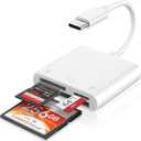 USB C SD Card Reader for iPhone 17/16/15/iPad/Mac, 3 in 1 USBC Memory Card Reader with Compact Flash/CF/SD/TF Card, Digital Camera Adapter iPhone SD Card Reader Compatible with MacBook Pro/Air
