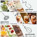 Colarlemo Milk Frother Handheld Rechargeable, Frother Wand Drink Mixer Electric Whisk for Coffee, Detachable With 3 Stainless Whisks, Hand Mixer for Lattes, Cappuccino, Matcha, Egg, No Stand,Black