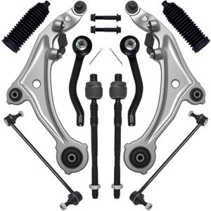 10Pcs Front End Suspension Kit Fit For 2009-2014 Ni-ssan Murano, 2 Lower Control Arm w/Ball Joint 2 Sway Bar Link 4 Outer Inner Tie Rod End (# K622157 K622158 K750784 EV800639 ES800357 ES800358)