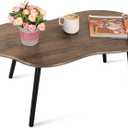 Small Coffee Table Irregular Wood Grain Desktop Coffee Tables Simple Modern Cloud Shaped Center Table Floor Standing Table for Living Room, Home Office